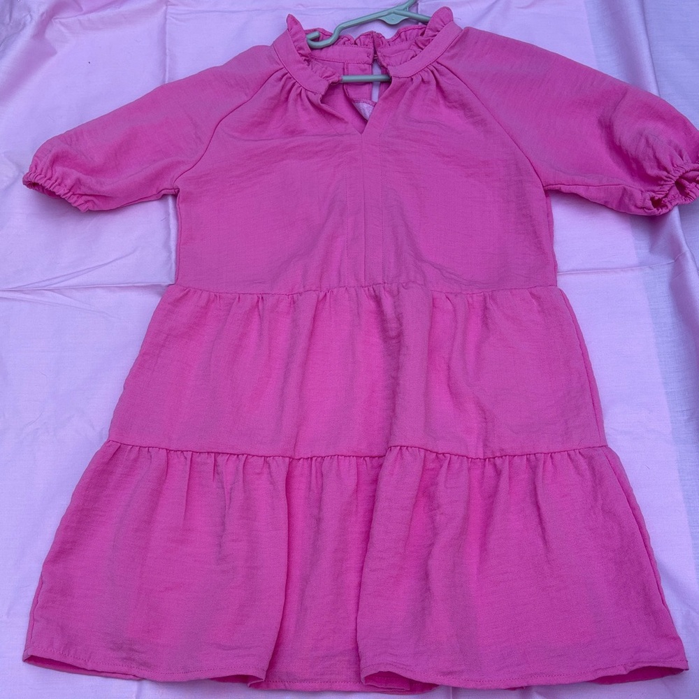 GB girls Pink Tiered Ruffle-Neck Casual Dress